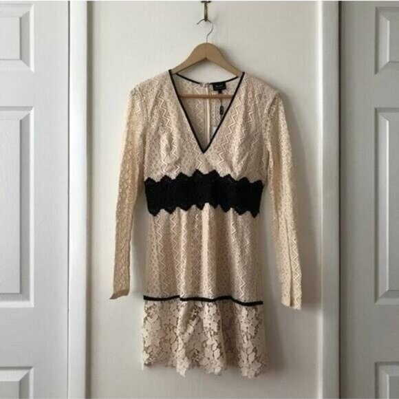 Bardot Bella Lace Cutout Mini Dress in Limestone - Picture 4 of 9